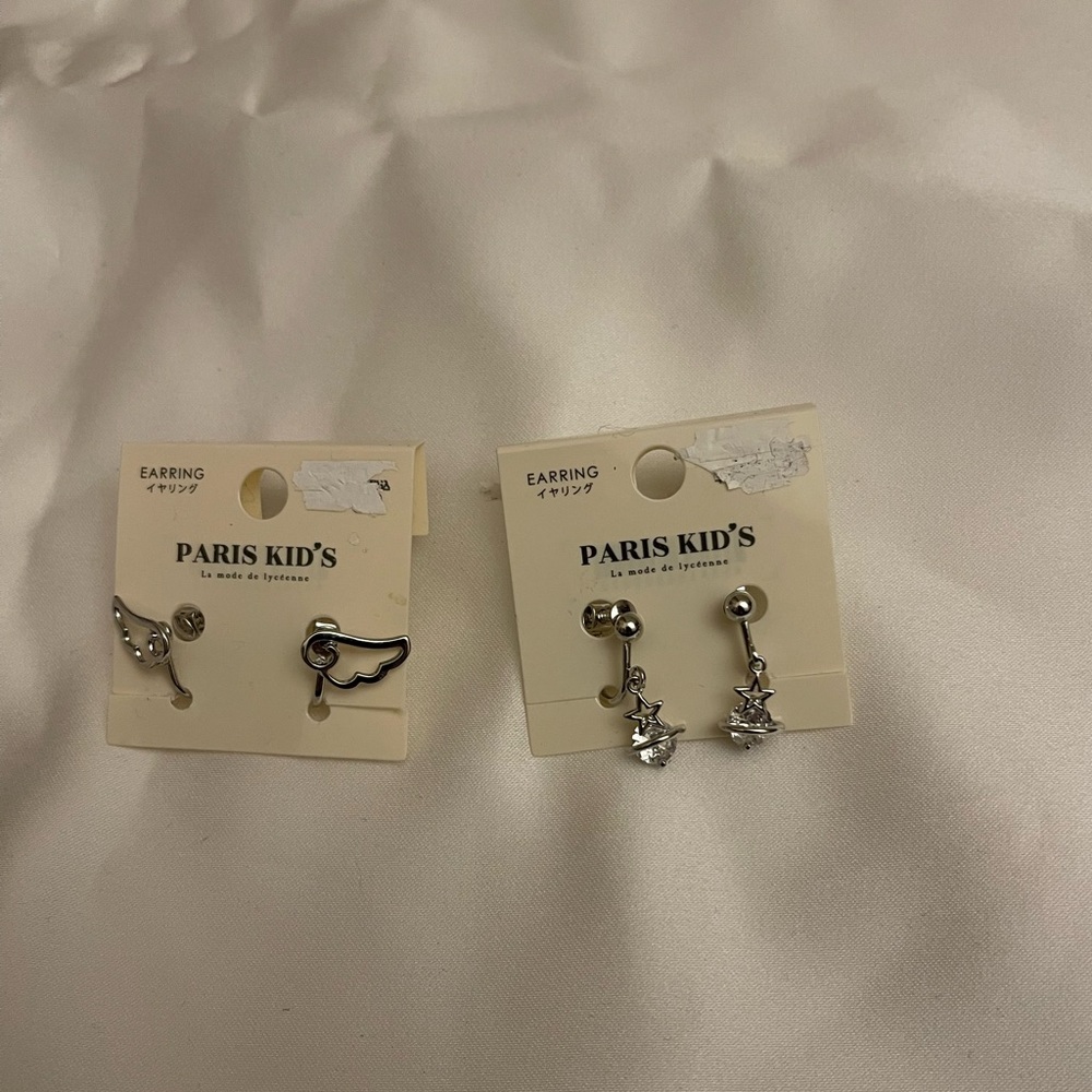 Silver Earrings Set 2 sets Clip On